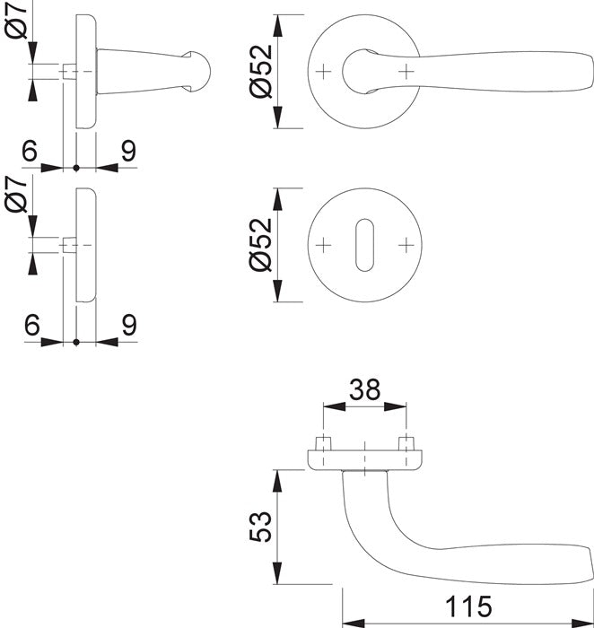 HOPPE Rosettengarnitur Maribor 1766 / 17KV/17KVS Aluminium F1 ( 3000203144 )