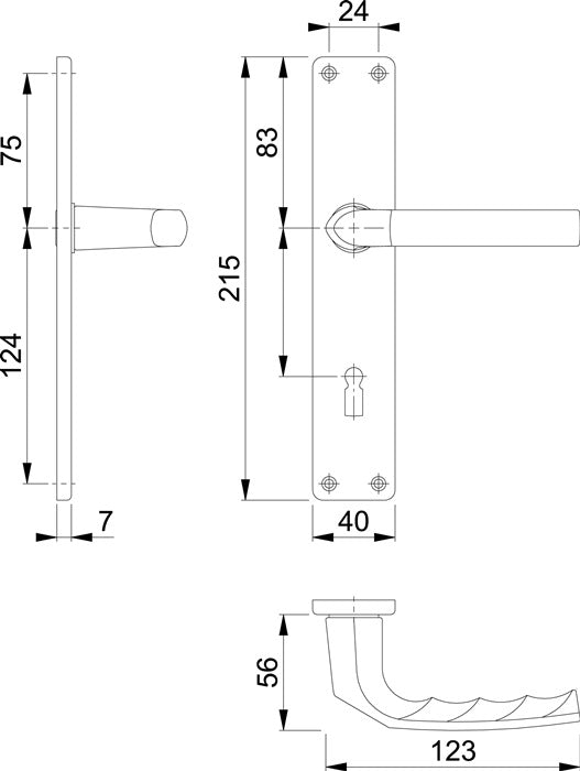 HOPPE jeu de boucliers longs Birmingham 1117/202SP aluminium F2 (3000252988)