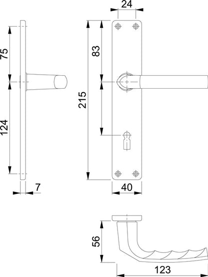 HOPPE jeu de boucliers longs Birmingham 1117/202SP aluminium F2 (3000252988)