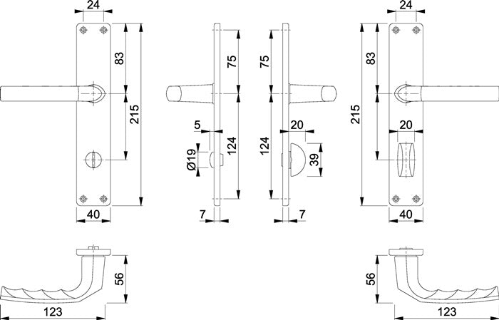 HOPPE Langschildgarnitur Birmingham 1117/202SP Aluminium F1 ( 3000252987 )