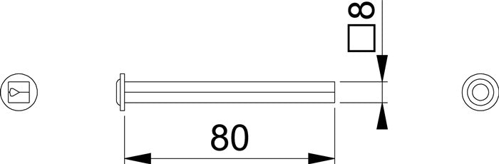 HOPPE Vierkantstift I-Profilstift Vierkant 8 x 80 mm ( 3311003020 )