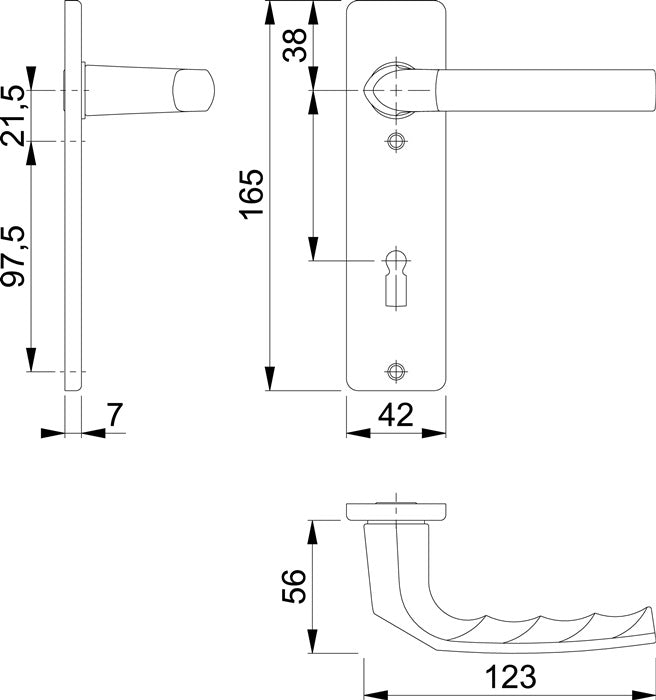 HOPPE jeu de boucliers courts Birmingham 1117/202KP aluminium F1 (3000252946)