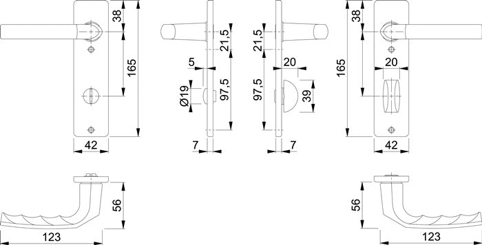 HOPPE Kurzschildgarnitur Birmingham 1117/202KP Aluminium F1 ( 3000252947 )