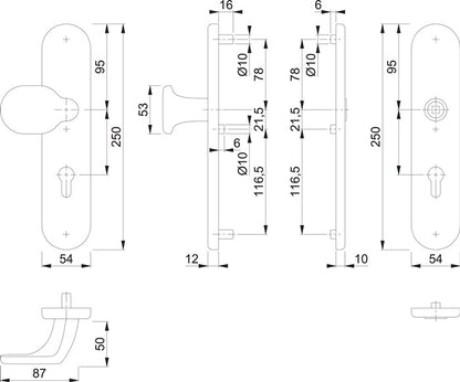 HOPPE Schutzgarnitur 86G/3331/3310 Aluminium F2 ( 3000209786 )