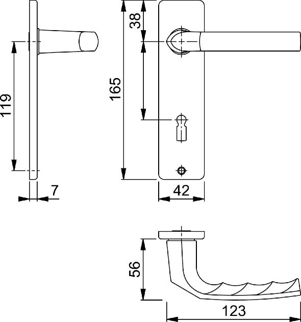 HOPPE Kurzschildgarnitur Birmingham 1117/202KP/AP Aluminium F2 ( 3000252943 )