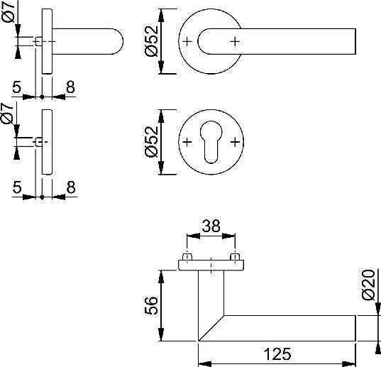 HOPPE rosace demi-jeu Amsterdam E1400Z/42/42S acier inoxydable F69 (3000220053)