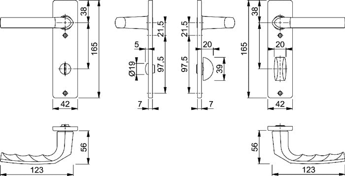 HOPPE jeu de boucliers courts Birmingham 1117/202KP/AP aluminium F1 (3000252942)