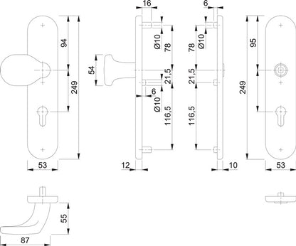 HOPPE Schutzgarnitur E86G/3331/3310 Edelstahl F69 ( 3000209778 )