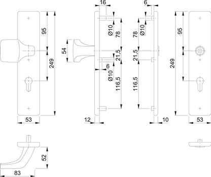 HOPPE Schutzgarnitur E61G/2221/2210 Edelstahl F69 ( 3000209795 )