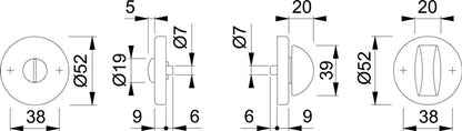 HOPPE paire de rosaces à clé 42KVS aluminium F1 (3000252116)