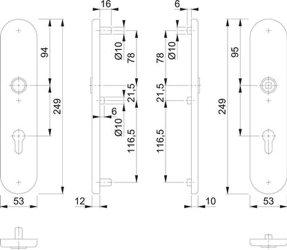 HOPPE Langschildpaar E3331/3310 matt F69 ( 3000209801 )