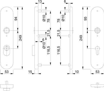 HOPPE Langschildpaar E3332ZA/3310 matt F69 ( 3000209804 )