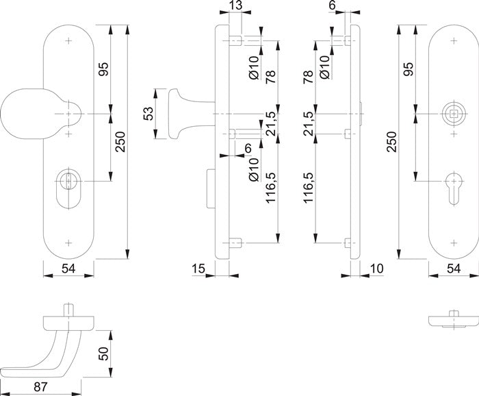 HOPPE Schutzgarnitur 86G/3332ZA/3310 Aluminium F4 ( 3000209793 )