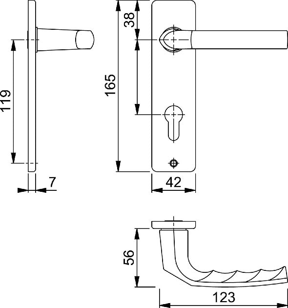 HOPPE Kurzschildgarnitur Birmingham 1117/202KP/AP Aluminium F1 ( 3000252941 )