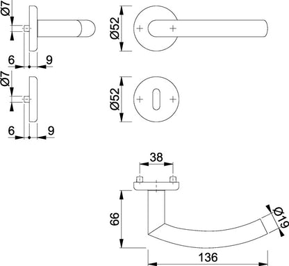 Jeu de rosaces HOPPE Alta E1433Z/17KV/17KVS acier inoxydable F69 (3000220080)