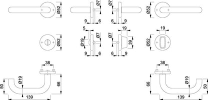 HOPPE Jeu de rosaces Baden E1388Z/17KV/17KVS acier inoxydable F69 (3000220002)