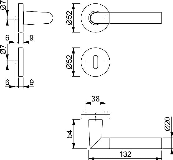 HOPPE Rosettengarnitur Lecce 1405/42KV/42KVS Aluminium F49/F9-2 ( 3000220013 )