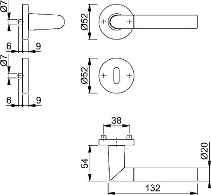 HOPPE Rosettengarnitur Lecce 1405/42KV/42KVS Aluminium F49/F9-2 ( 3000220013 )