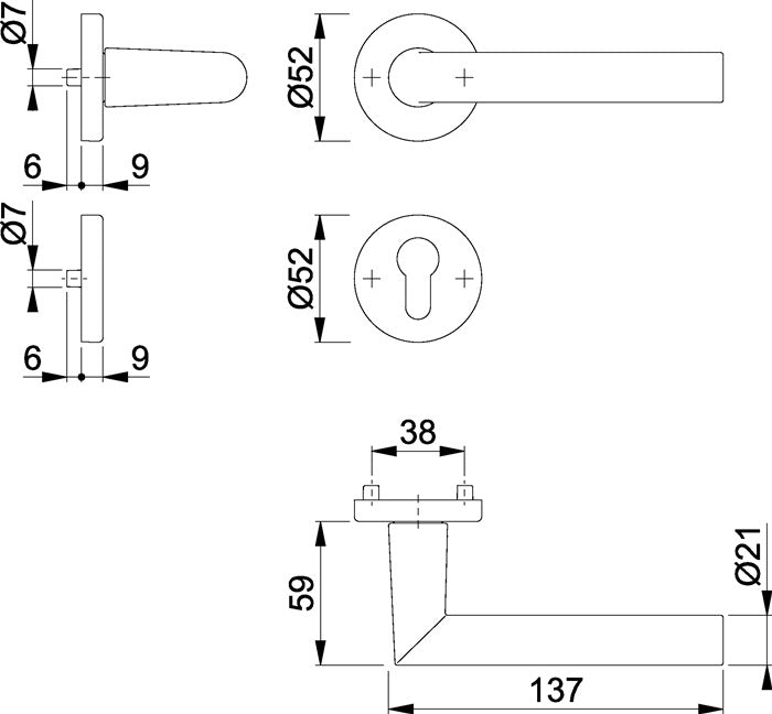 HOPPE Rosettengarnitur Amsterdam 1400/42KV/42KVS Aluminium F1 ( 3000203801 )