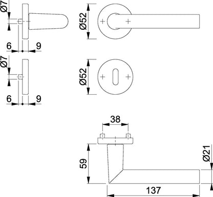 HOPPE jeu de rosaces Amsterdam 1400/42KV/42KVS aluminium F1 (3000203802)