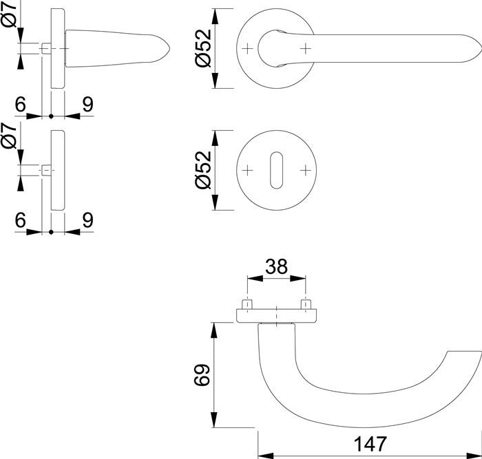 HOPPE Rosettengarnitur Marseille 1138/42KV/42KVS Aluminium F1 ( 3000252247 )