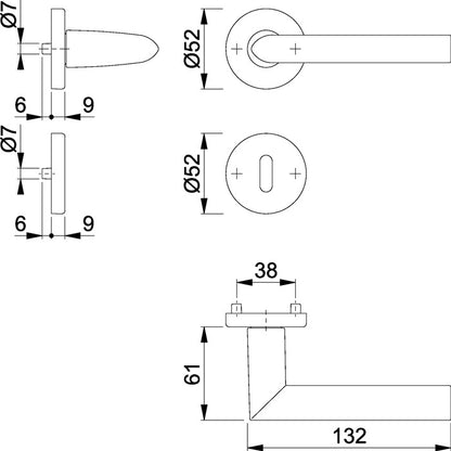 HOPPE jeu de rosaces Stockholm 1140/42KV/42KVS aluminium F1 (3000252243)