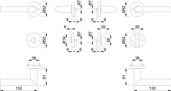 HOPPE jeu de rosaces Stockholm 1140/42KV/42KVS aluminium F1 (3000252245)