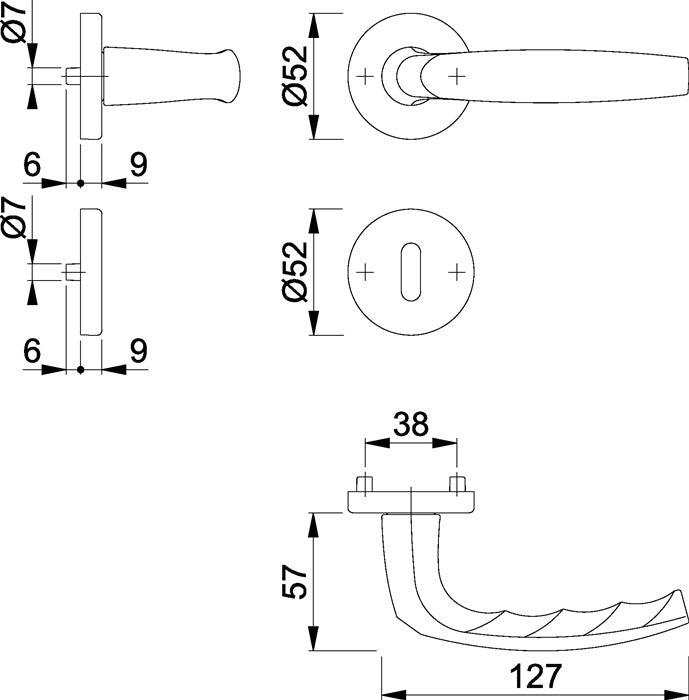 HOPPE jeu de rosaces Atlanta 1530/42KV/42KVS aluminium F1 (3000252594)