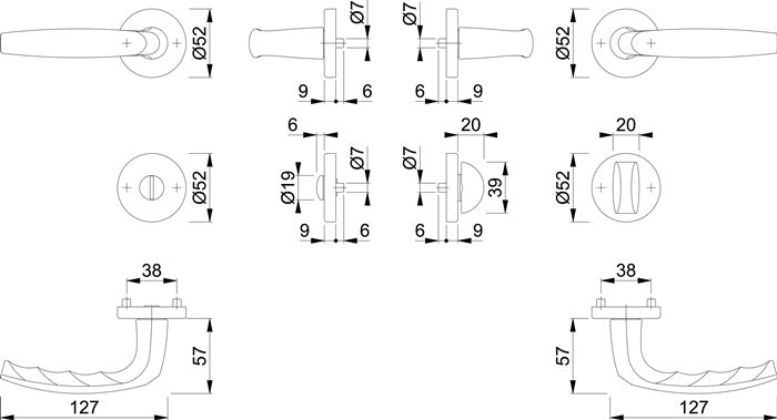 HOPPE Rosettengarnitur Atlanta 1530/42KV/42KVS Aluminium F1 ( 3000252625 )