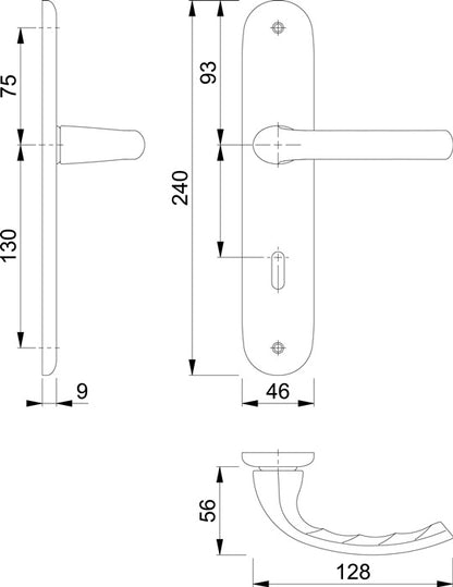 HOPPE jeu de boucliers longs Tôkyô 1710/273P aluminium F1 (3000252576)