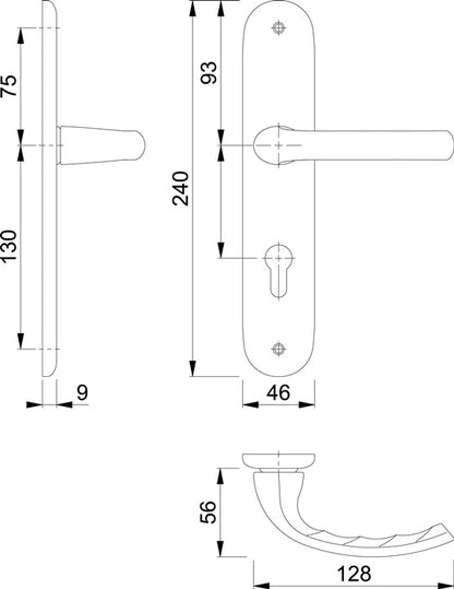 HOPPE Langschildgarnitur Tôkyô 1710/273P Aluminium F1 ( 3000252578 )