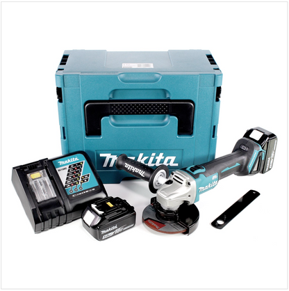 Makita DGA 506 RTJ Akku Winkelschleifer 18 V 125 mm Brushless + 2x Akku 5,0 Ah + Ladegerät + Makpac - Toolbrothers