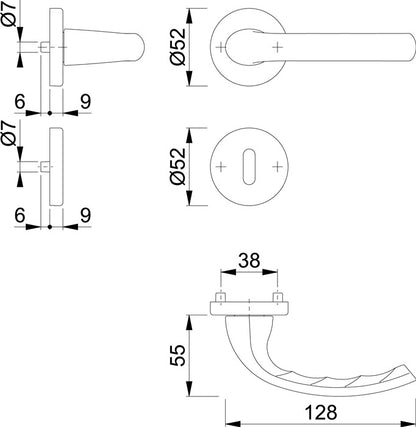 Jeu de rosaces HOPPE Tôkyô 1710 / 42KV / 42KVS aluminium F1 (3000252590)