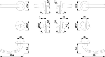 Jeu de rosaces HOPPE Tôkyô 1710 / 42KV / 42KVS aluminium F1 (3000252621)