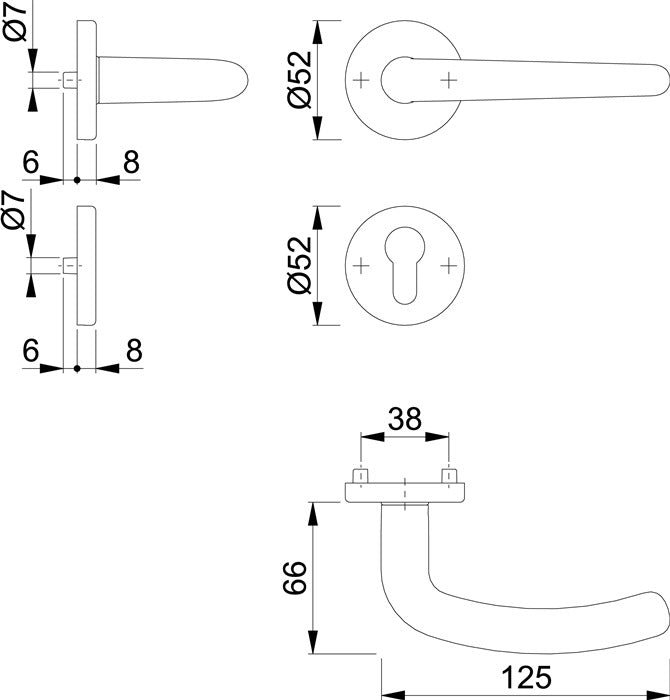 HOPPE jeu de rosaces Denver E1310Z/42KV/42KVS acier inoxydable F69 (3000252633)