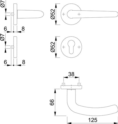 HOPPE jeu de rosaces Denver E1310Z/42KV/42KVS acier inoxydable F69 (3000252633)