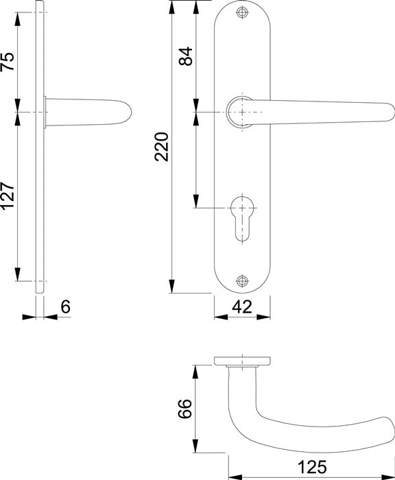 HOPPE Langschildgarnitur Denver E1310Z/302 Edelstahl F69 ( 3000252627 )