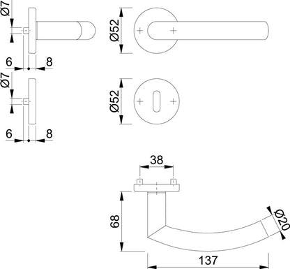 HOPPE Jeu de rosaces Trondheim E1430Z/42KV/42KVS acier inoxydable F69 (3000252615)