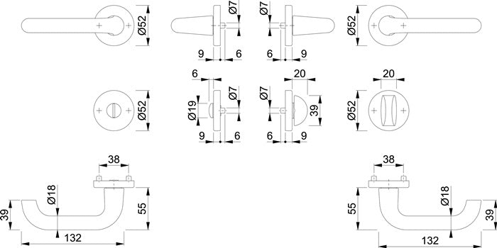 HOPPE jeu de rosaces Paris 138L/42KV/42KVS aluminium F1 (3000203810)