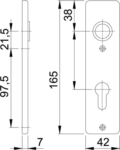 HOPPE paire de boucliers courts 202KP aluminium F1 (3000252138)