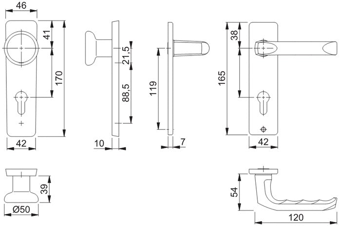 HOPPE Kurzschildgarnitur London 54/227K/202KP/AP/113 Aluminium F1 ( 3000252236 )