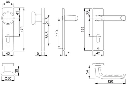 HOPPE jeu de boucliers courts London 54/227K/202KP/AP/113 aluminium F1 (3000252236)