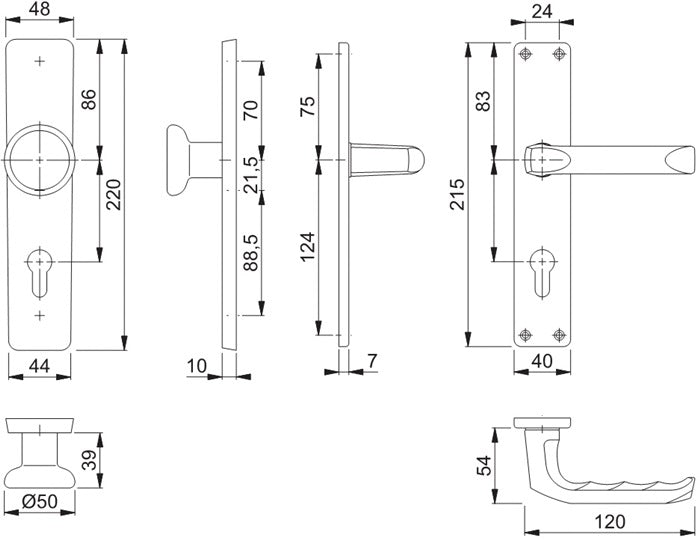 HOPPE Langschildgarnitur London 54/227/202SP/113 Aluminium F1 ( 3000252240 )