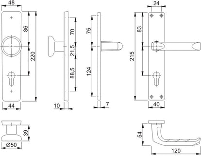 HOPPE Langschildgarnitur London 54/227/202SP/113 Aluminium F1 ( 3000252240 )