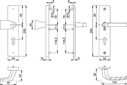 HOPPE kit de protection Birmingham 78G/2222A/2440/1117 aluminium F1 (3000220058)