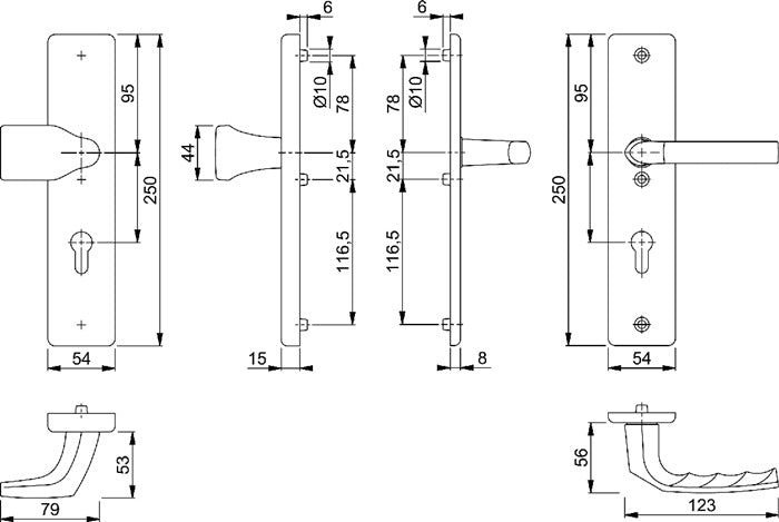 HOPPE Schutzgarnitur Birmingham 78G/2222A/2440/1117 Aluminium F2 ( 3000220059 )