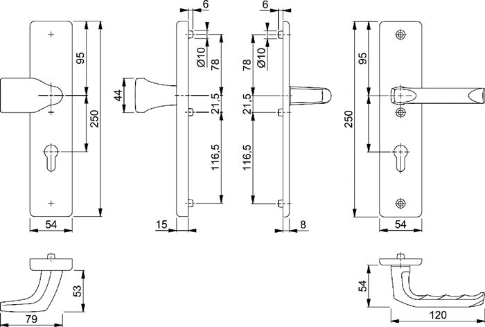 HOPPE Schutzgarnitur London 78G/2222A/2440/113 Aluminium F1 ( 3000220064 )