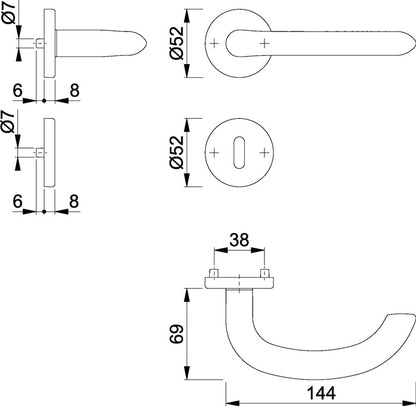 Kit rosaces HOPPE Marseille E1138Z/42KV/42KVS inox F69 (3000252281)