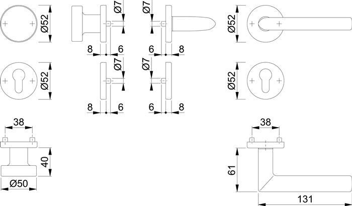 HOPPE jeu de rosaces Stockholm E58/42KV/42KVS/1140Z acier inoxydable F69 (3000252354)