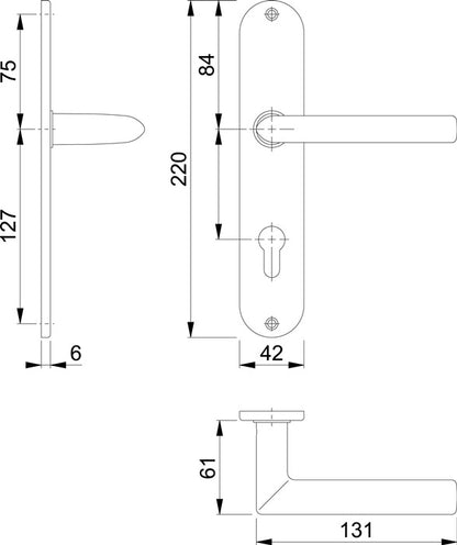 HOPPE jeu de boucliers longs Stockholm E1140Z/302 acier inoxydable F69 (3000252143)